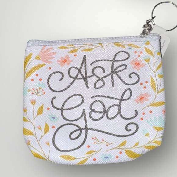 Ask God NWT Coin Purse Keychain - Picture 2 of 2